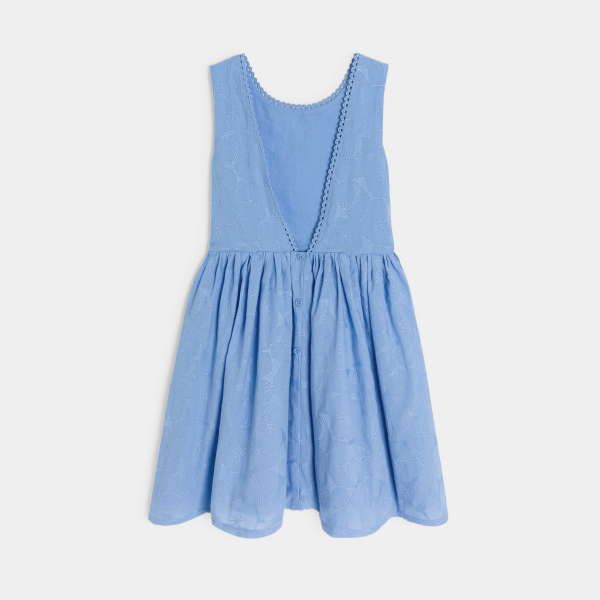 Girl's elegant blue embroidered sleeveless dress