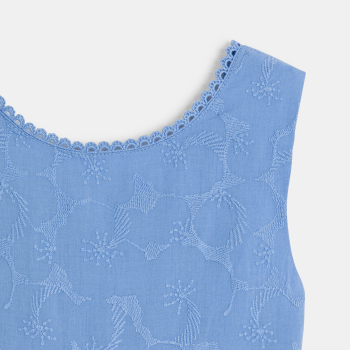 Girl's elegant blue embroidered sleeveless dress