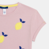 Girl's pink short-sleeve embroidered T-shirt