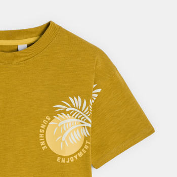 Boy's printed curry yellow short-sleeve T-shirt