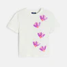 Girl's white short-sleeve sequin T-shirt