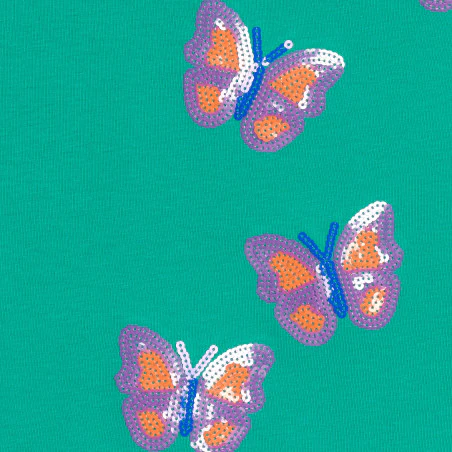 T-shirt manches courtes à sequins vert Fille