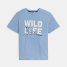 Boy's sky blue slogan T-shirt with short sleeves
