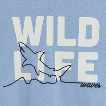 Boy's sky blue slogan T-shirt with short sleeves