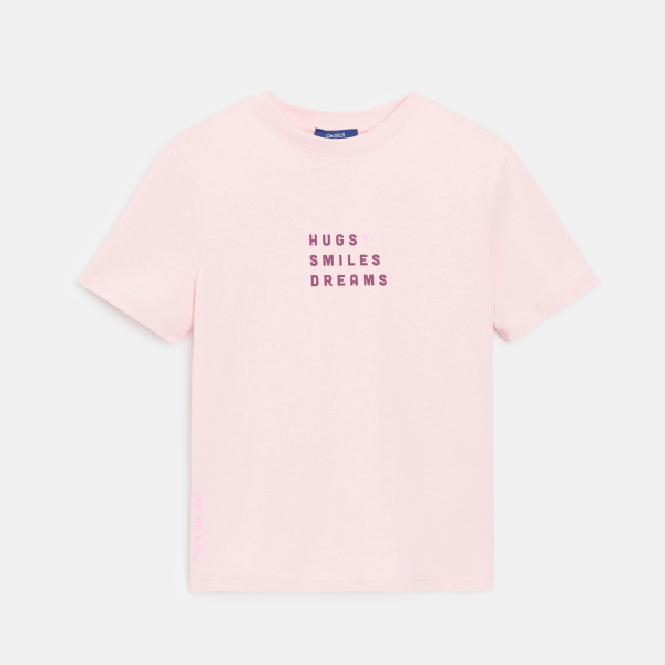 Girl's pastel pink slogan T-shirt