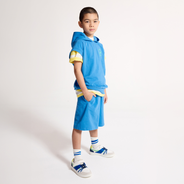 Bermuda sportswear en jersey bleu Garçon