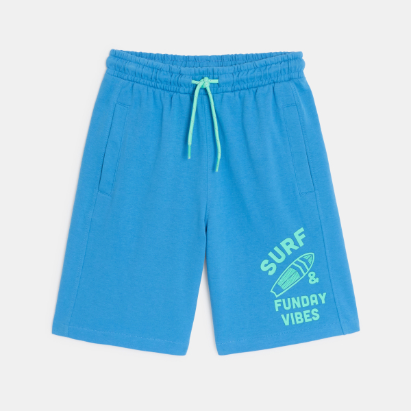 Boys' blue jersey sportswear Bermuda shorts
