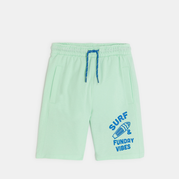 Boys' green jersey sportswear Bermuda shorts
