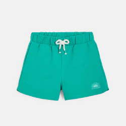 Girl's plain green fleece shorts