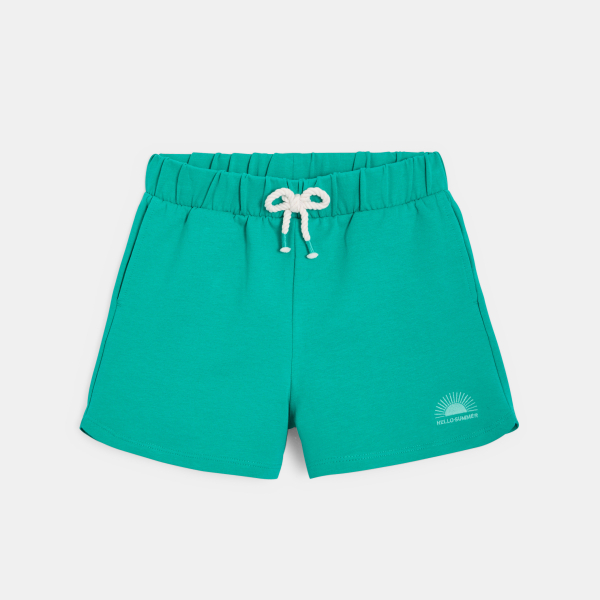 Girl's plain green fleece shorts
