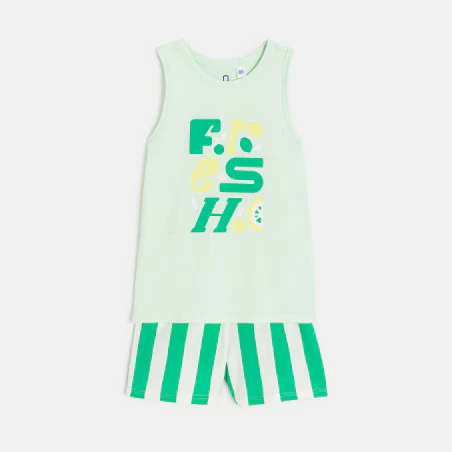 Boy's green soft jersey shortie pyjamas