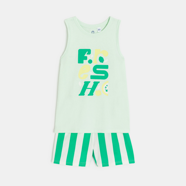 Pyjama-short en jersey vert Garçon