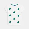 Girl's white short-sleeve embroidered T-shirt