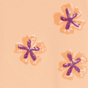 Girl's light orange short-sleeve sequin T-shirt