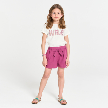 Girl's white glittery slogan T-shirt