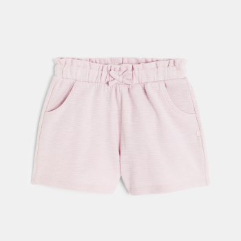 Baby girl's high-rise pink knit shorts