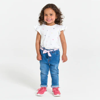 T-shirt impression fleurs blanc bébé fille
