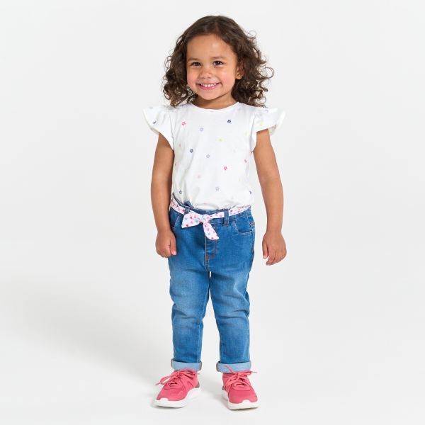 Baby girl's white floral print T-shirt