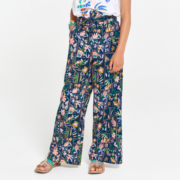 Pantalon large imprimé multicolore Fille