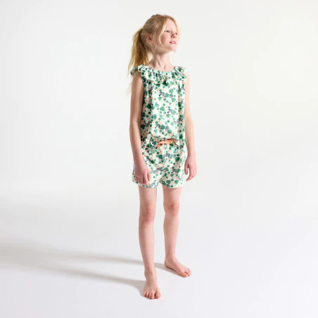 Girl's green printed short pyjamas