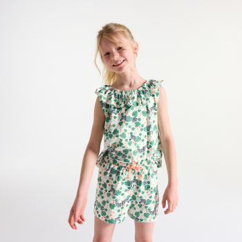 Girl's green printed short pyjamas