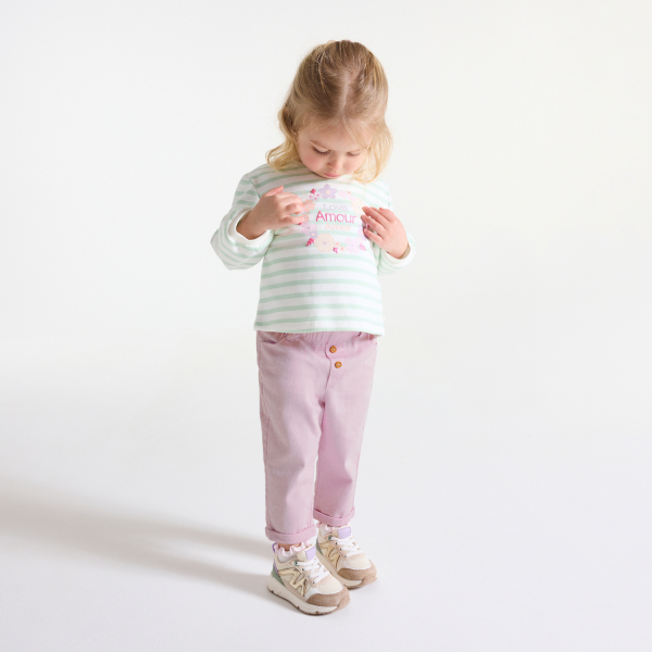 Pantalon taille haute mauve bébé fille