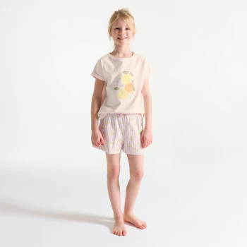 Girl's pastel pink jersey 2-piece shortie pyjamas