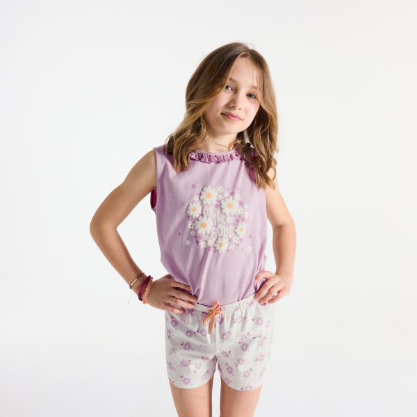 Girl's purple floral pyjama shorts