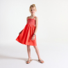 Robe smockée à bretelles rouge Fille