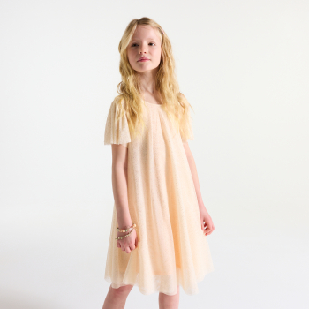 Girl's nude sequin party dress