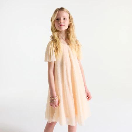 Girl's nude sequin party dress