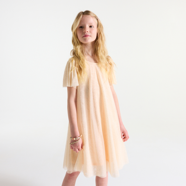 Robe de fête à paillettes nude Fille
