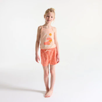 Pyjama-short en jersey 2 pièces abricot Fille