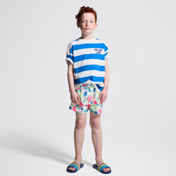 Boy's blue striped short-sleeve T-shirt