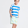 Boy's green printed soft fleece Bermuda shorts