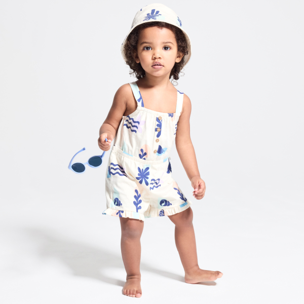 Combi courte à bretelles blanc bébé fille