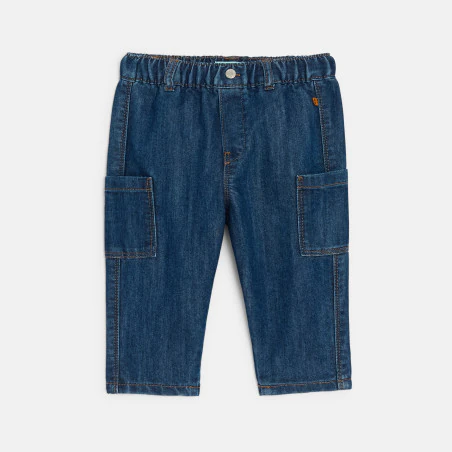 Baby boy's blue denim cargo trousers