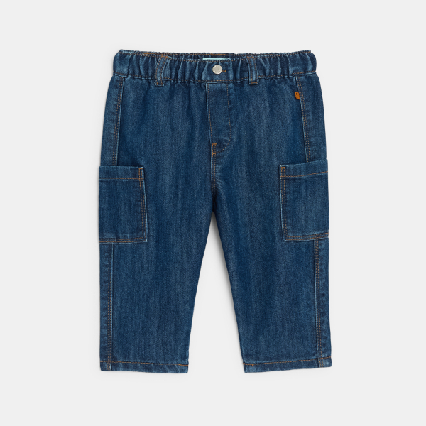 Pantalon cargo denim bleu bébé garçon
