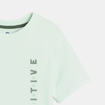 Boy's aqua green slogan T-shirt with short sleeves