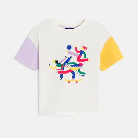 T-shirt manches courtes à message blanc Fille