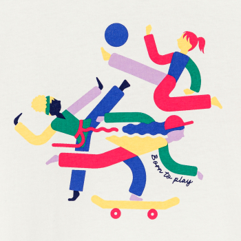 Girl's white short-sleeve T-shirt with slogan