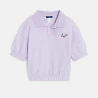 Sweat-shirt col polo manches courtes mauve Fille