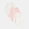 Baby girl's white cherry bodysuit with envelope neck (set of 3)