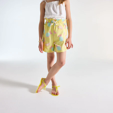 Short en jersey imprimé citron jaune Fille