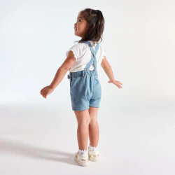 Baby girl blue denim short dungarees