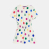 Robe-t-shirt à pois multicolore blanc Fille