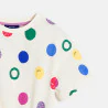 Robe-t-shirt à pois multicolore blanc Fille