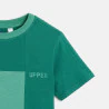 Boys' green colourblock short-sleeved T-shirt
