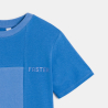 Boys' blue colourblock short-sleeved T-shirt