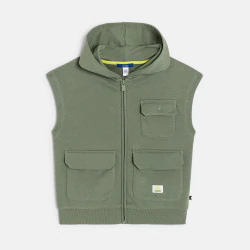 Sweat-shirt à capuche sans manches kaki Garçon